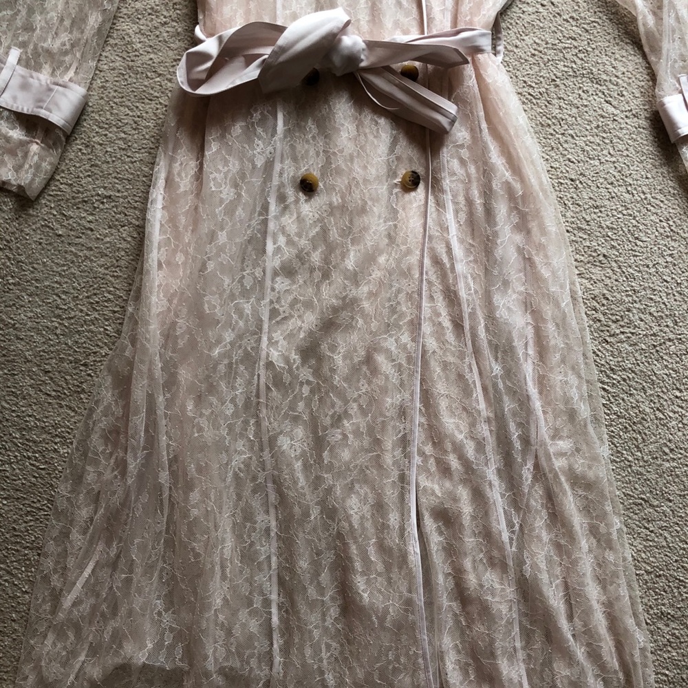 Victoria's Secret VS Ivory Blush Pink Lace Kimono Robe Bridal Sleepwear XS/S - Picture 8 of 12